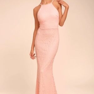 Lulu's Ephemeral Allure Peach Lace Maxi Dress